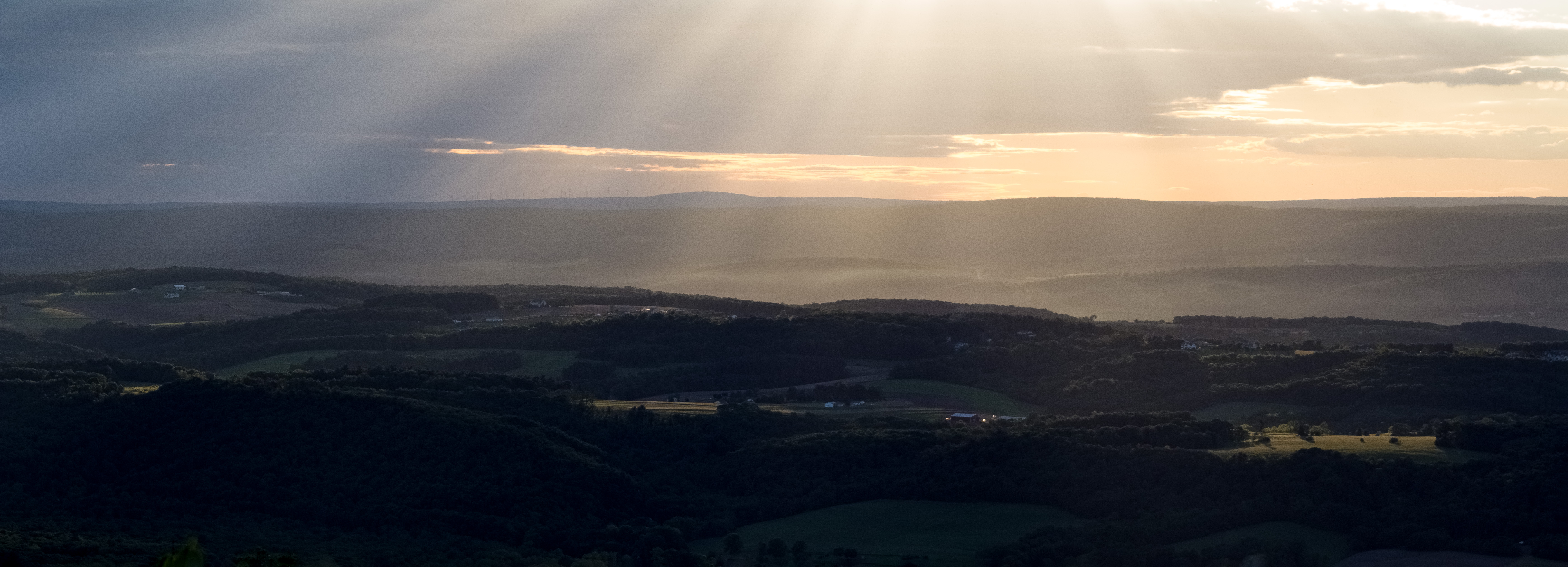 Valley illuminated at dusk. — Bake Oven Knob, Appalachian Trail. Germansville, PA.