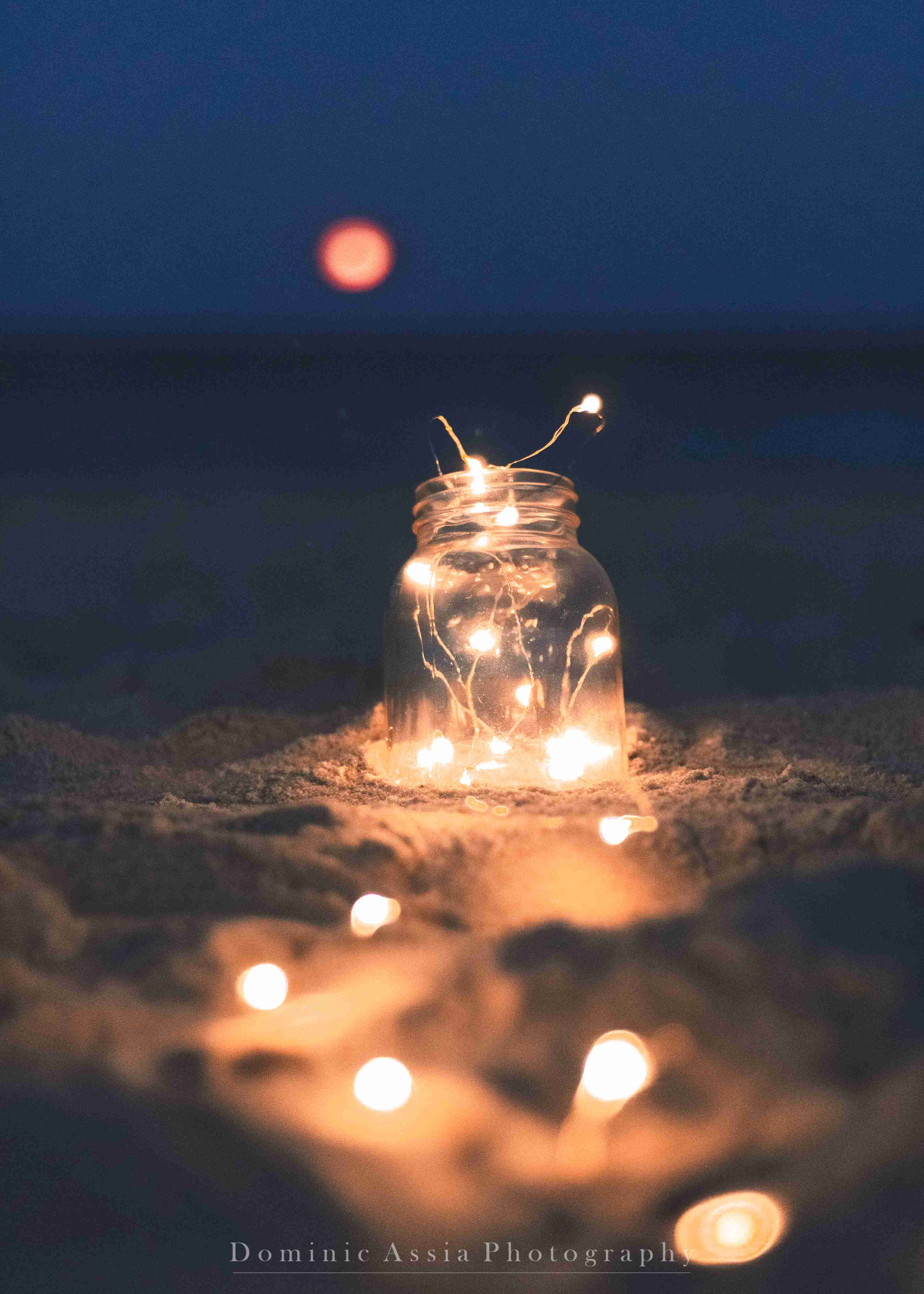 Blood moon & jar of lights. — Beach Haven, Long Beach Island, NJ.